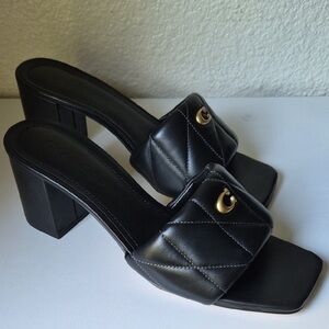 Coach Black Quilted Sandal Heels